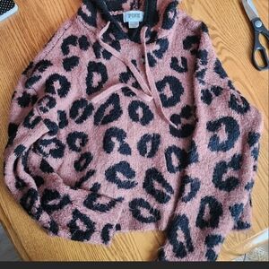 PINK Victoria's Secret Black and Pink Animal Print Hoodie